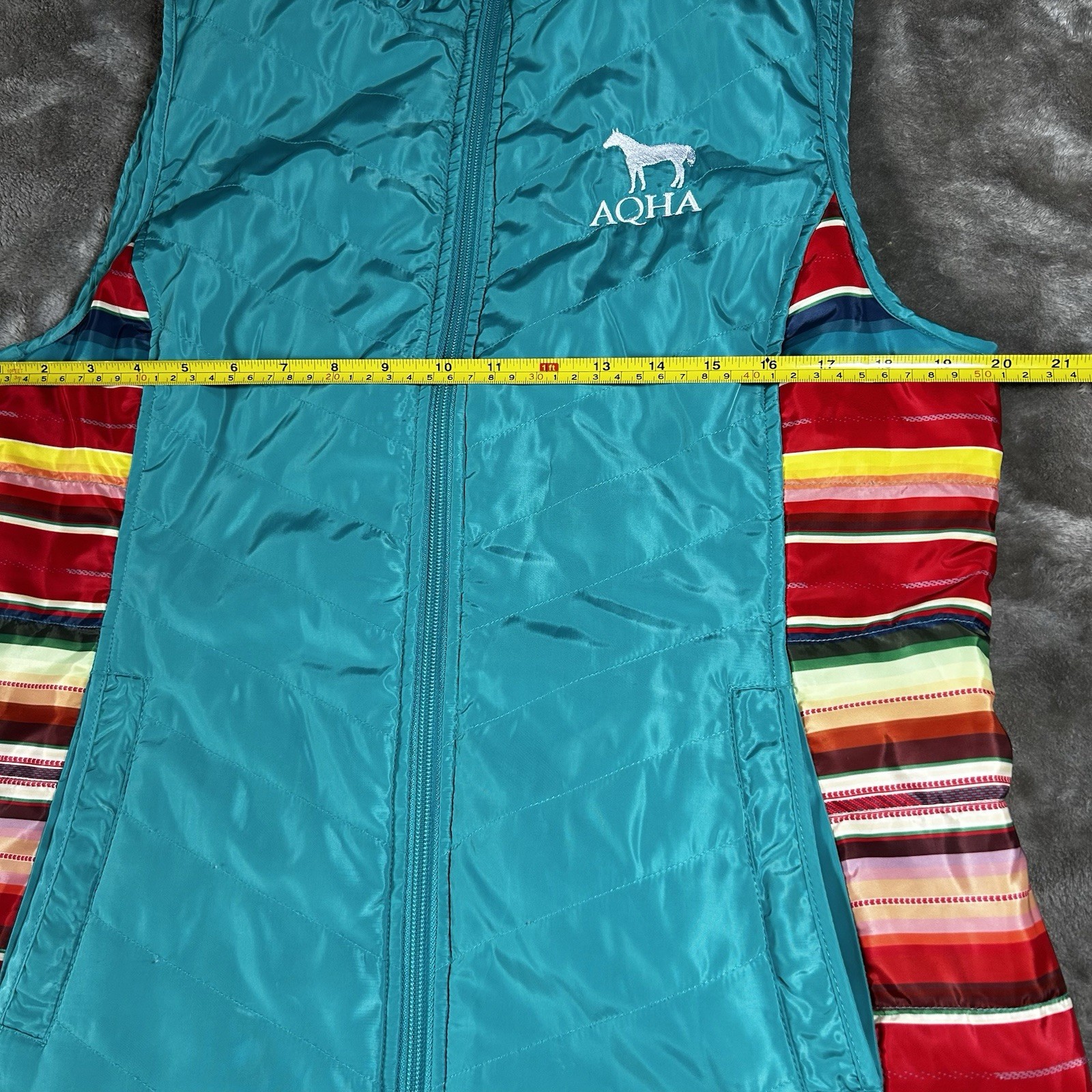 American Quarter Horse Association Embroidered STA Ranch wear Vest Turquoise Lrg