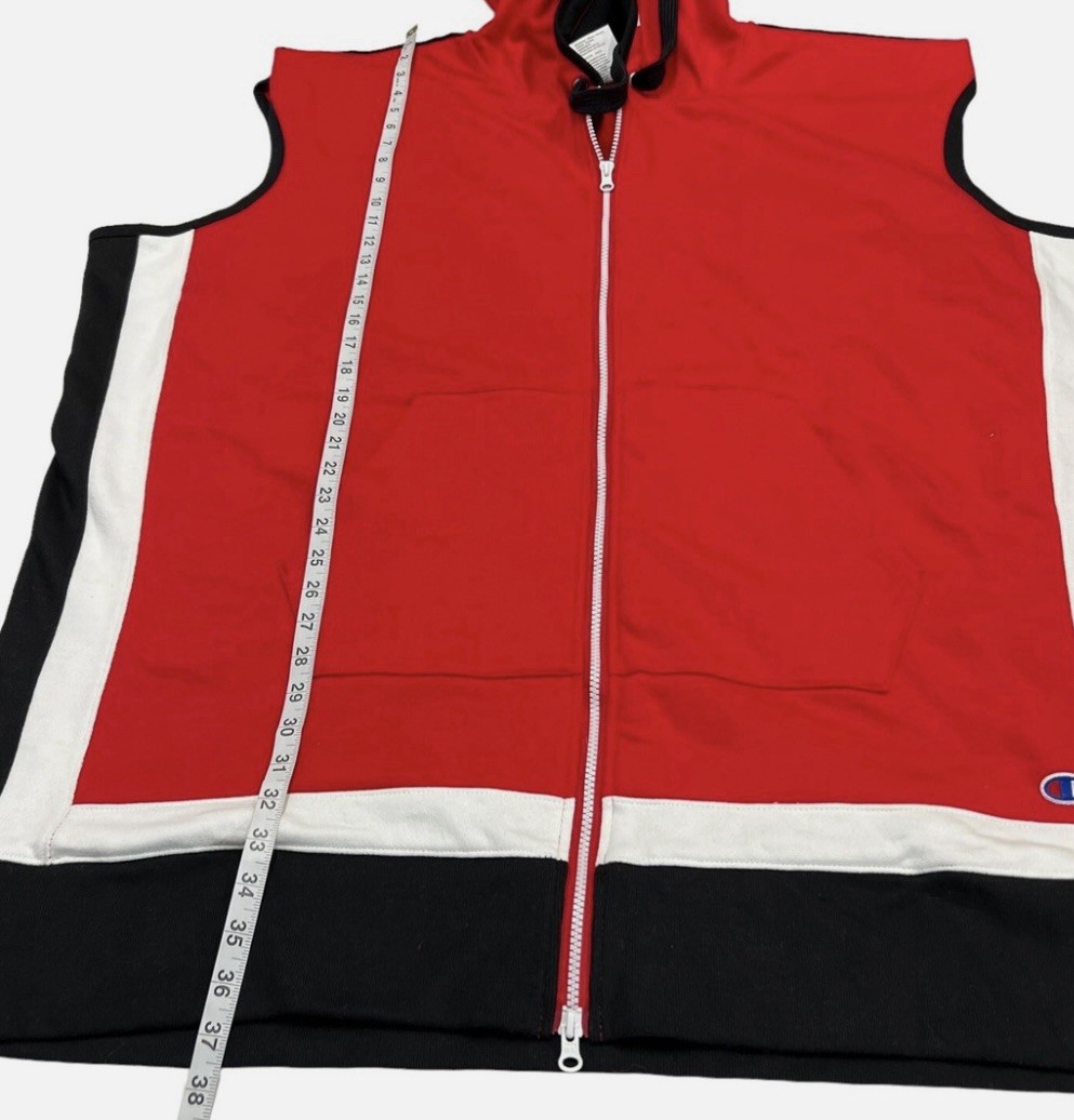 Red Black White Heart Y2K Streetwear Hoodie Vest Sweatshirt Champion L-XXL NEW