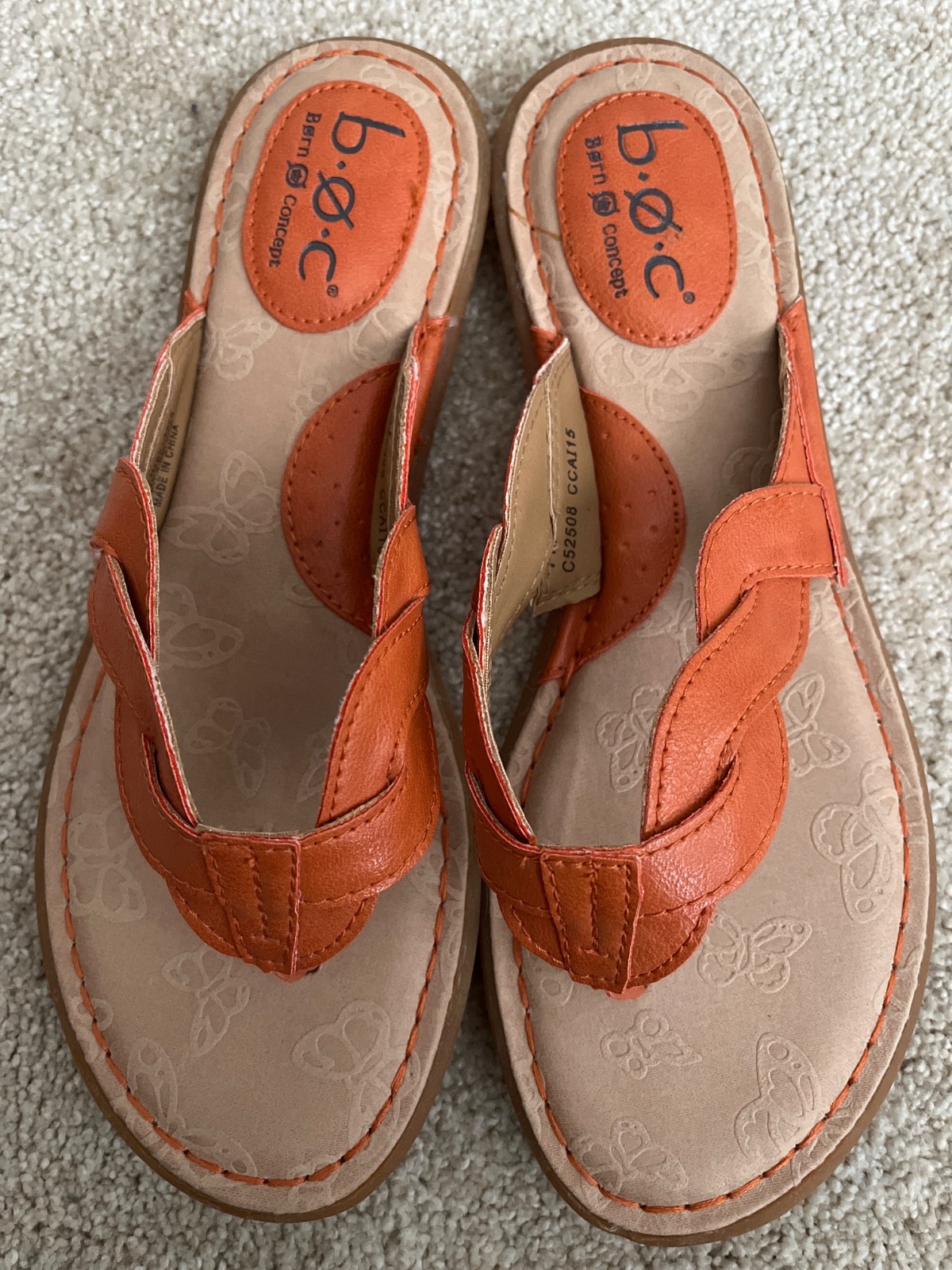 BOC Born Womens Size 7 Orange Thong Slip On Sandals