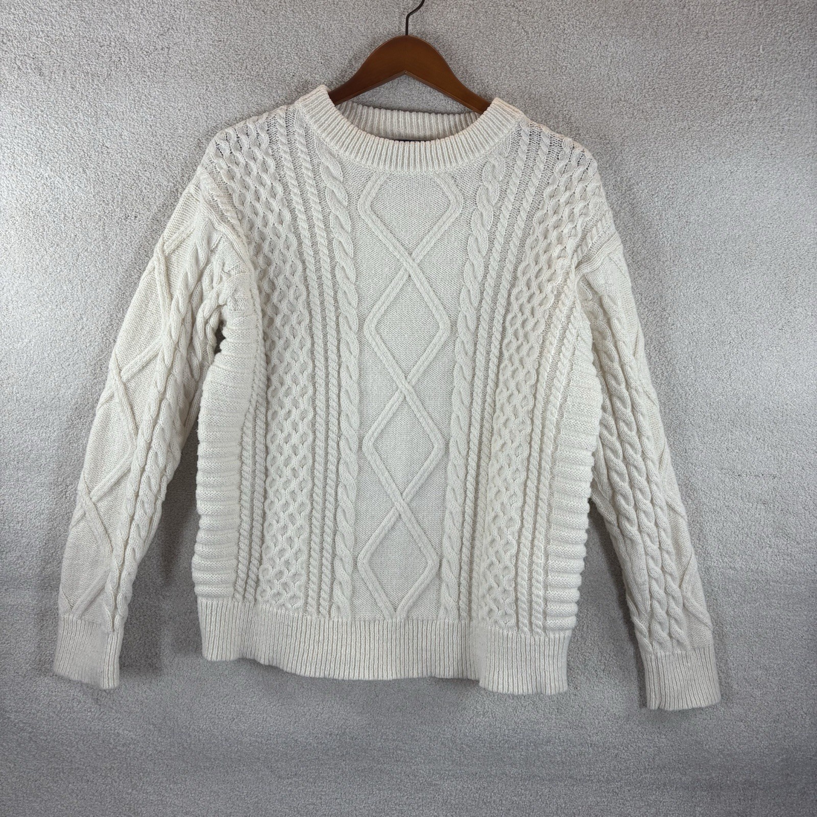 Aelfric Eden Sweater Womens Med Off White Ivory Cable Knit Textured Pullover