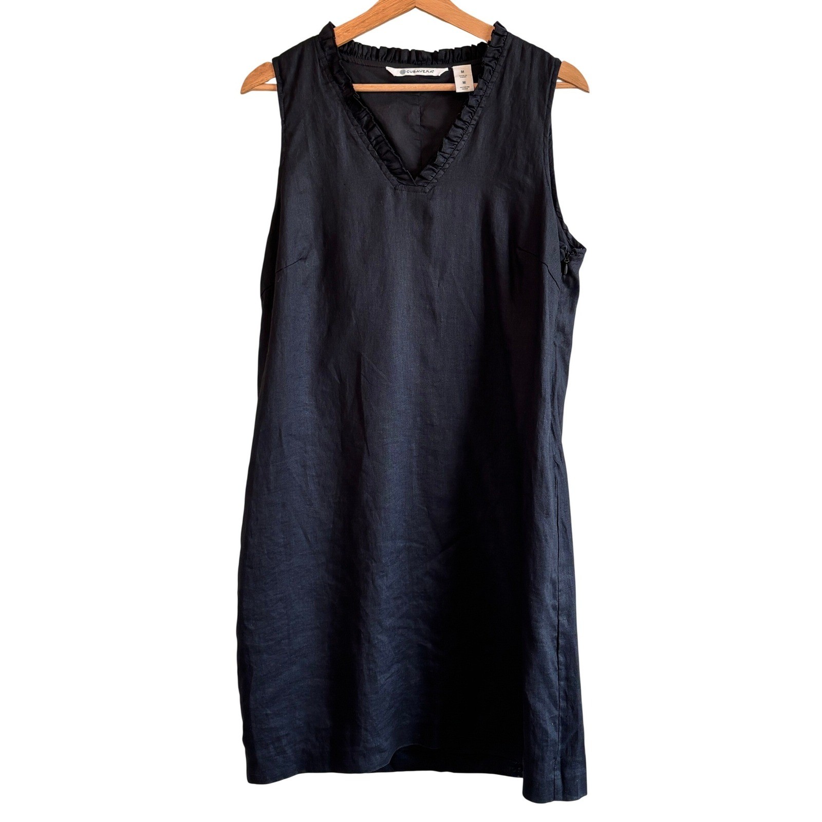 Cubavera Shift Dress Black Womens Size M Ruffled Elevated Casual Travel Beach