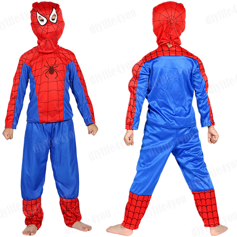 Kid SpiderMan Cosplay Costume Boys Tobey Maguire Outfit Jumpsuit Clothes 3-7Age