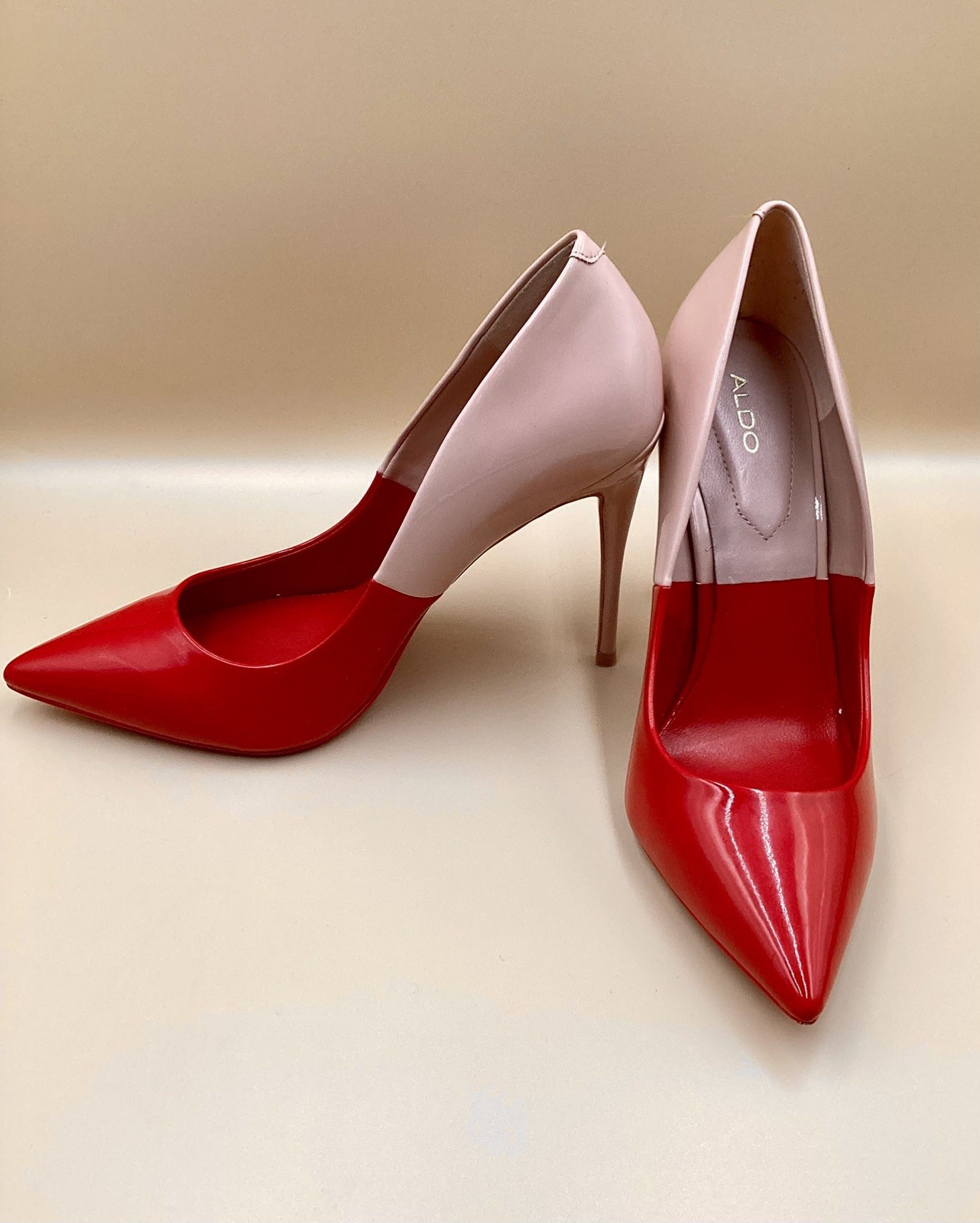 ALDO Red/ Beige Two Tone patent leather pumps Size 8.5-9 *NEW w/o box!*