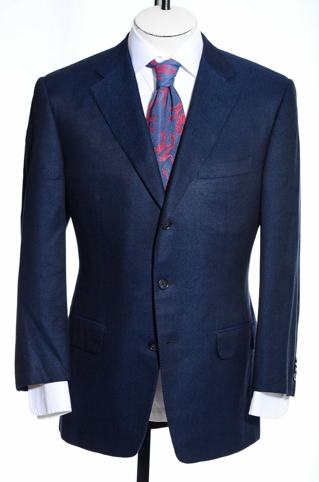 38R Corneliani Classic-Fit Blue Rayon Gabardine 3-Button Blazer 22.75″ Sleeves