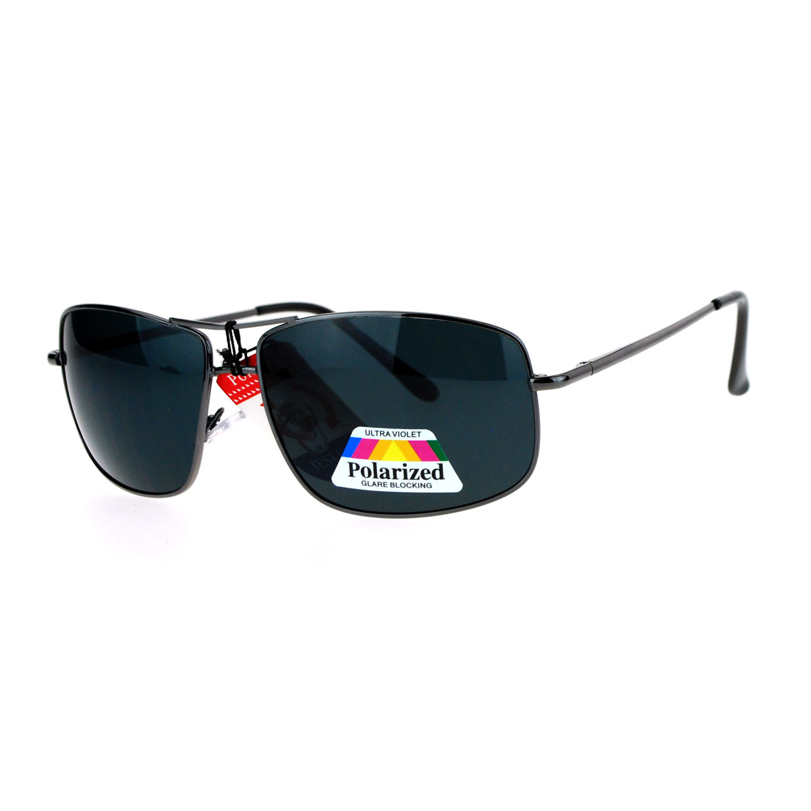 Polarized Lens Sunglasses Mens Square Rectangular Metal Spring Hinge