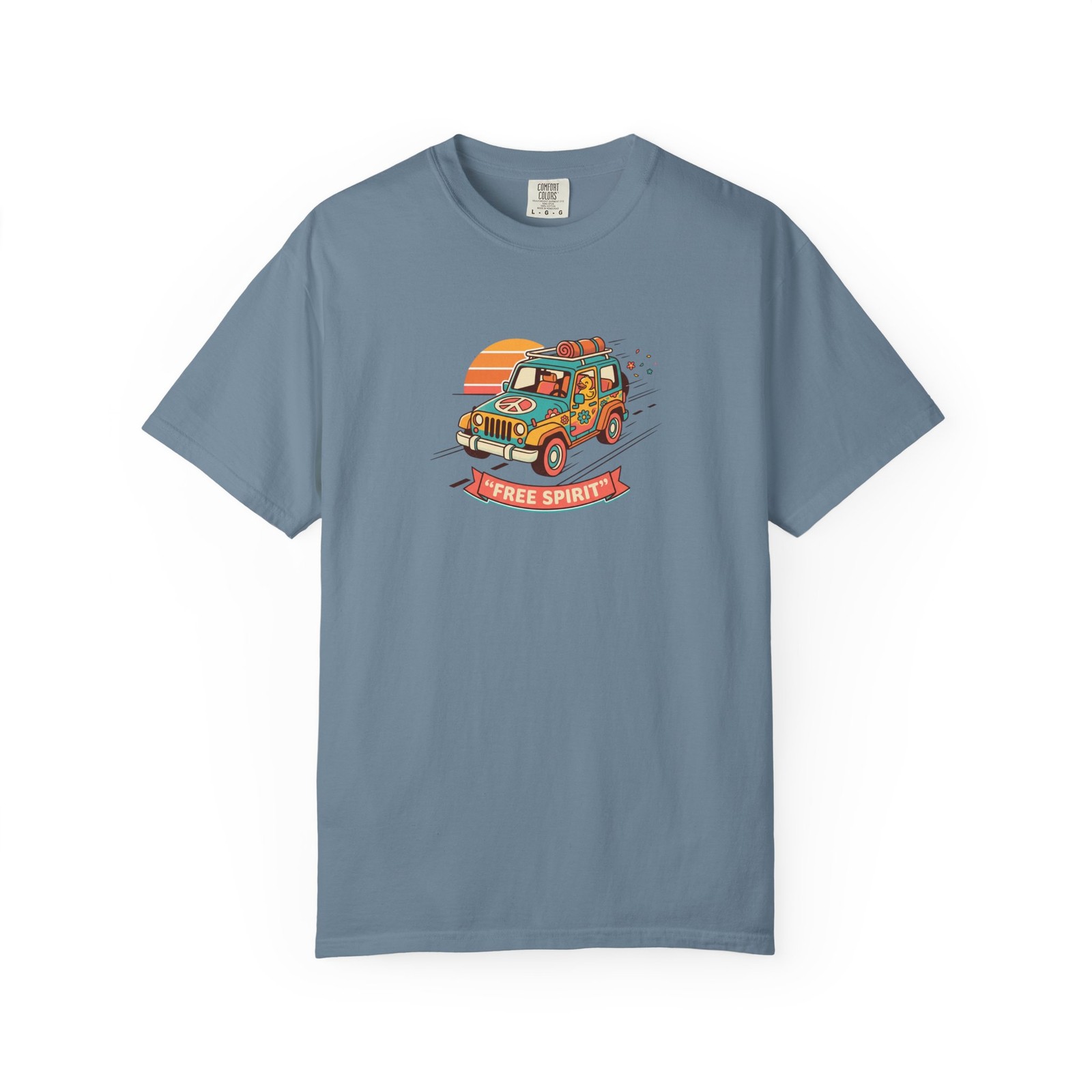 Free Spirit Hippie Jeep with Peace Sign and Duck T-Shirt