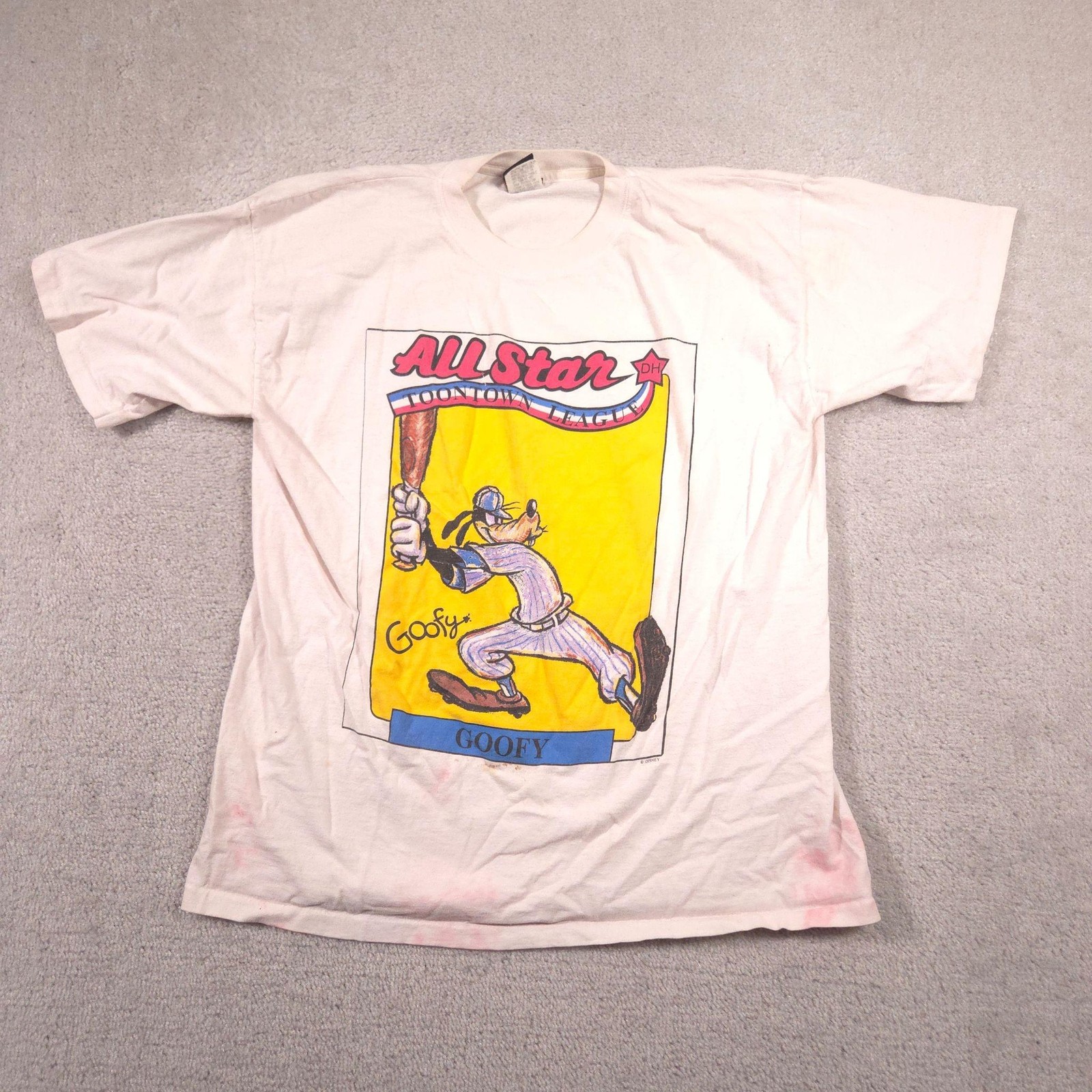 Vintage Mickey Unlimited Shirt Mens XL White Goofy Baseball Double Sided Tee 90s