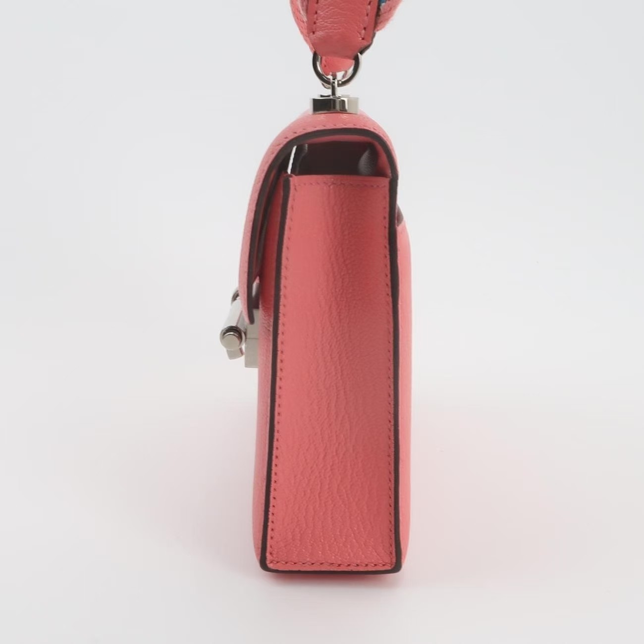 Hermes Verrou Mini 17 Wide Strap Chevre Rose Confetti 1Q Pink Silver HW PHW Auth