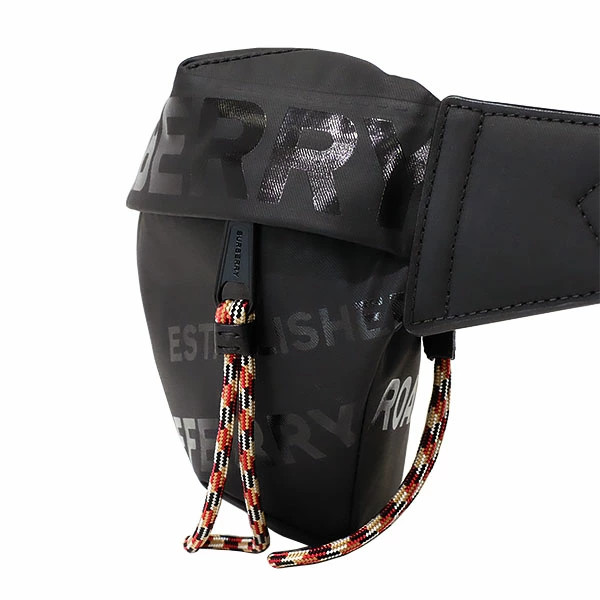 BURBERRY Horseferry TM Monogram Belt Bag Coated Canvas Leather 8036555 Black