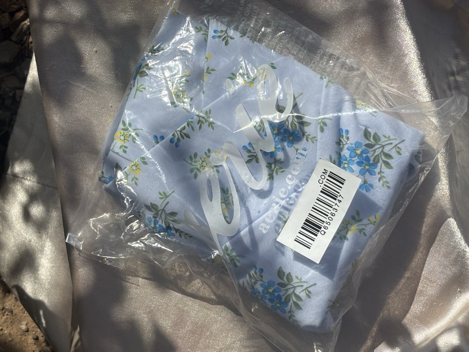 NWT High Waisted Crossover $40 Bikini Bottom XXS Blue Floral, Adorable by Aerie