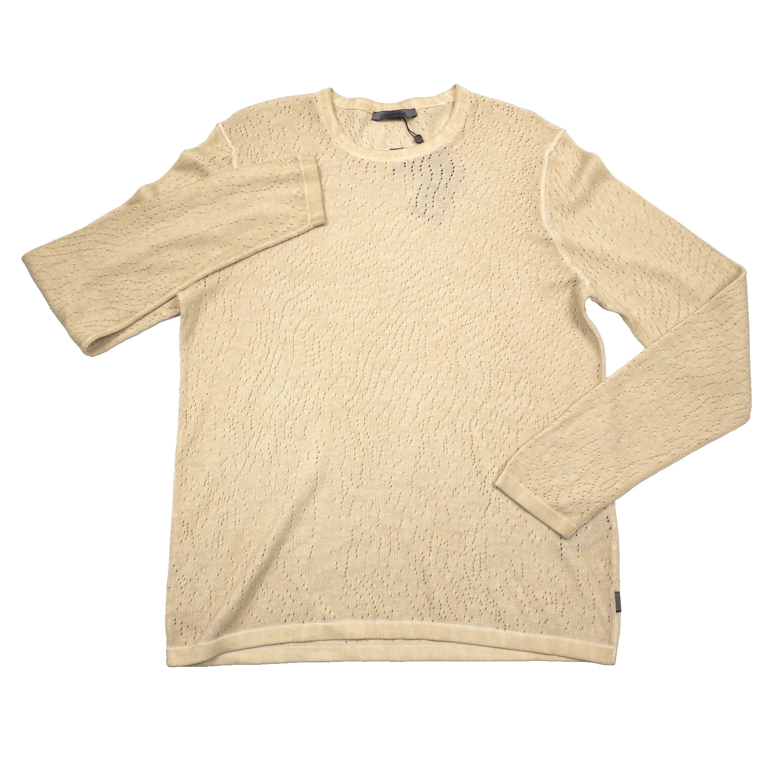 $228 John Varvatos Camden Mercerized Cotton Mesh Crewneck Sweater Mens Medium
