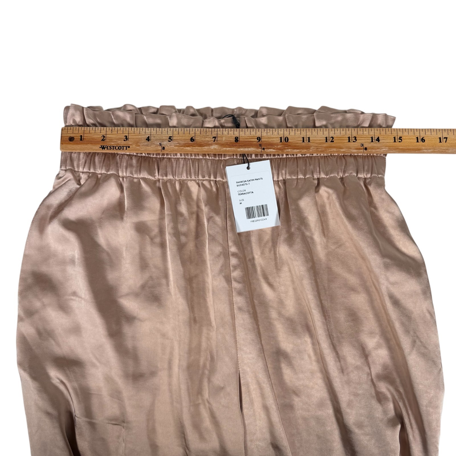 Generation Love Womens Terracotta Elastic Waist Theresa Satin Pants Size M NWT