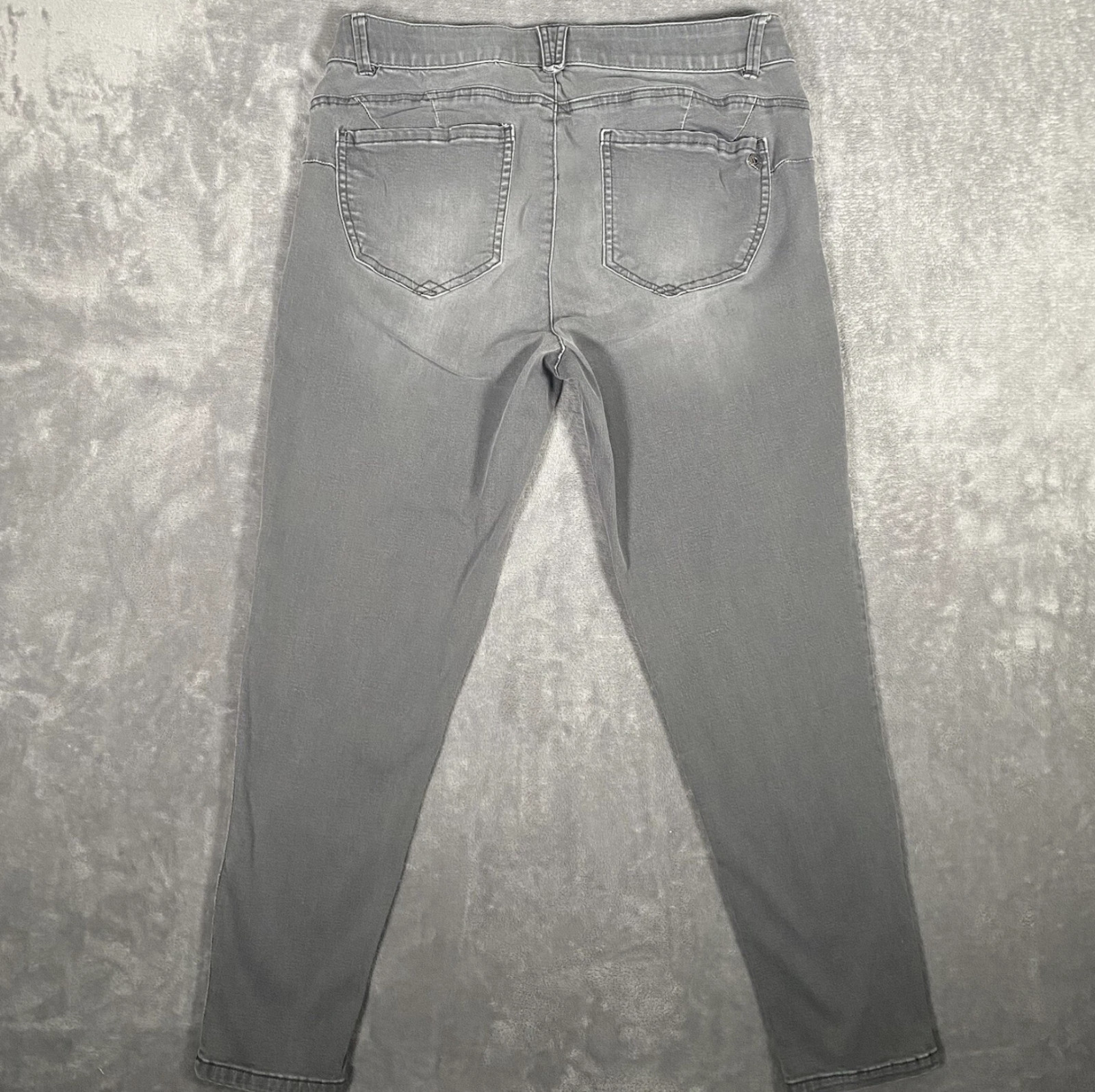Democracy Jeans Womens 14 Gray Ab Solution Elastic Waist Ankle Lenght Distressed