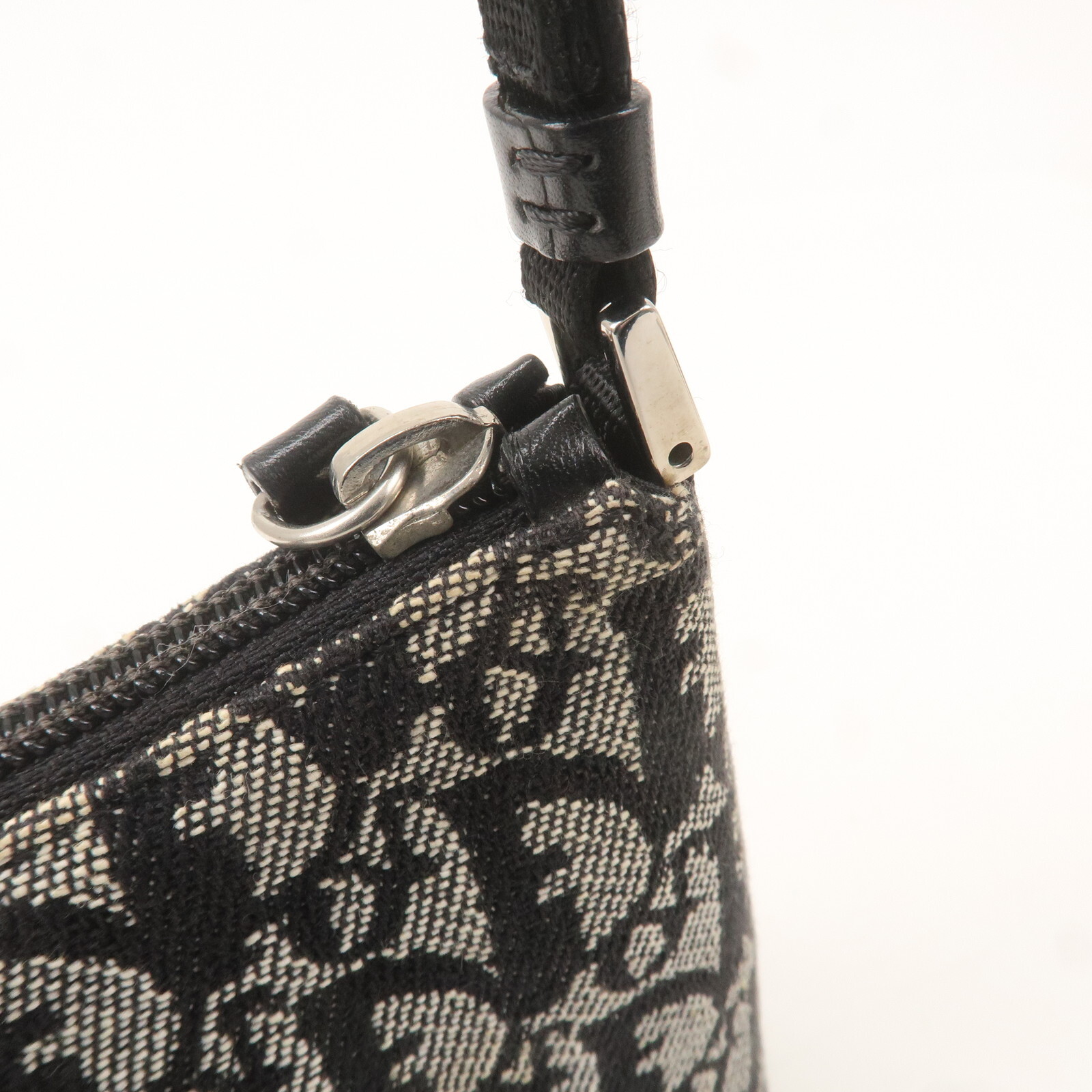 Christian Dior Trotter Shoulder Bag Black Canvas Leather Auth Used