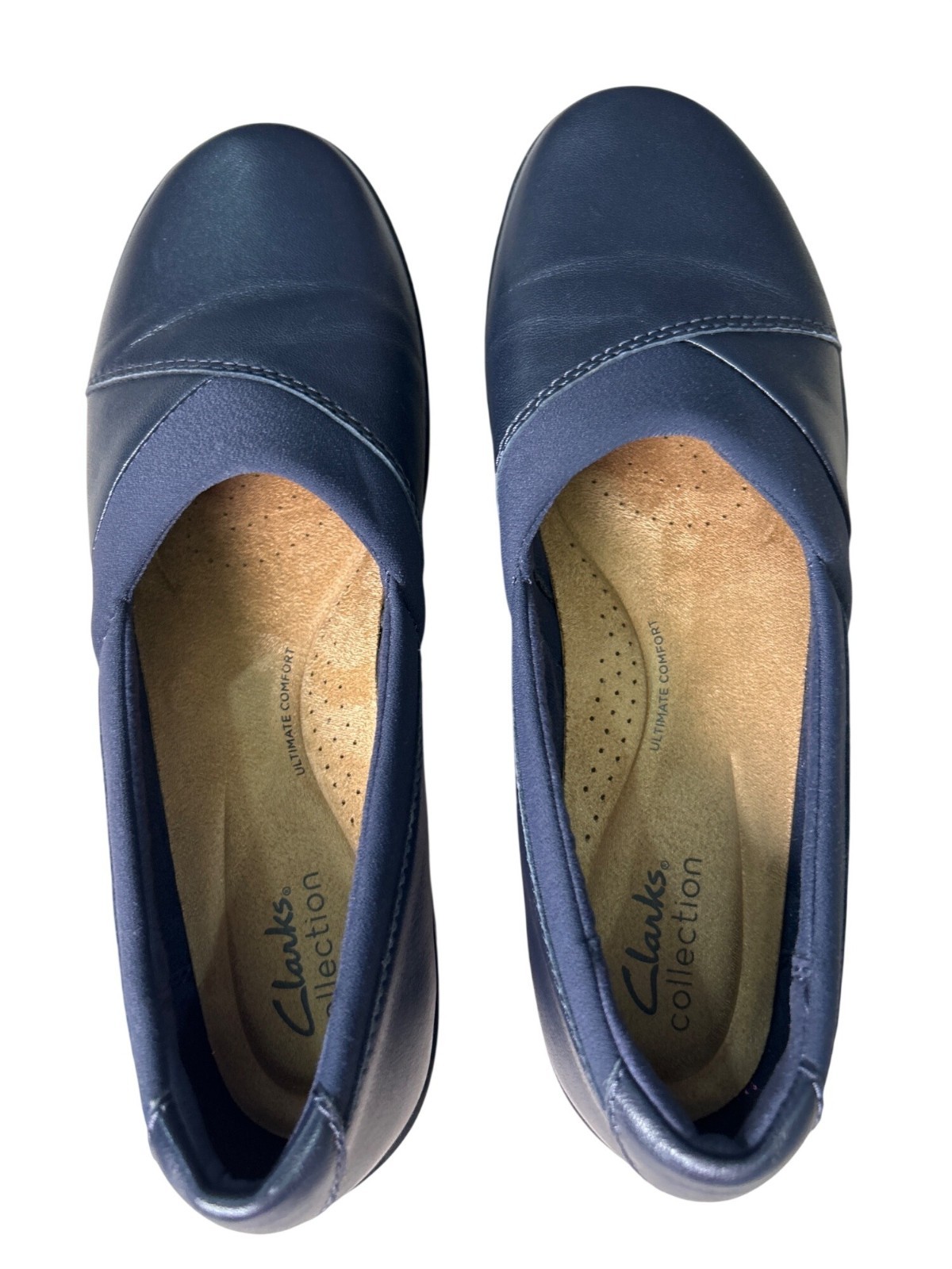 Clarks Cora Charm Flats Navy Slip-On Shoes Women’s 9 Ultimate Comfort Technology