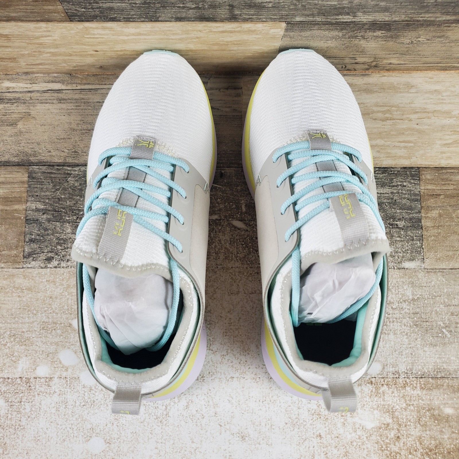 Kuru Atom Womens Shoes Sz 7.5 M Running Bright White Ice Blue Lace Up Sneakers