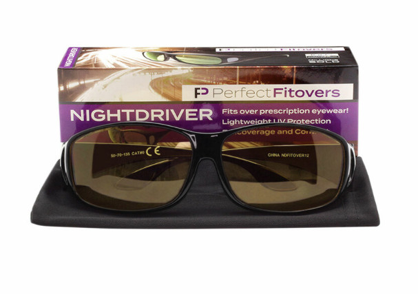 Black Polycarbonate UV400 Night Driver Fitover Glasses Men Cardboard Counter Dis