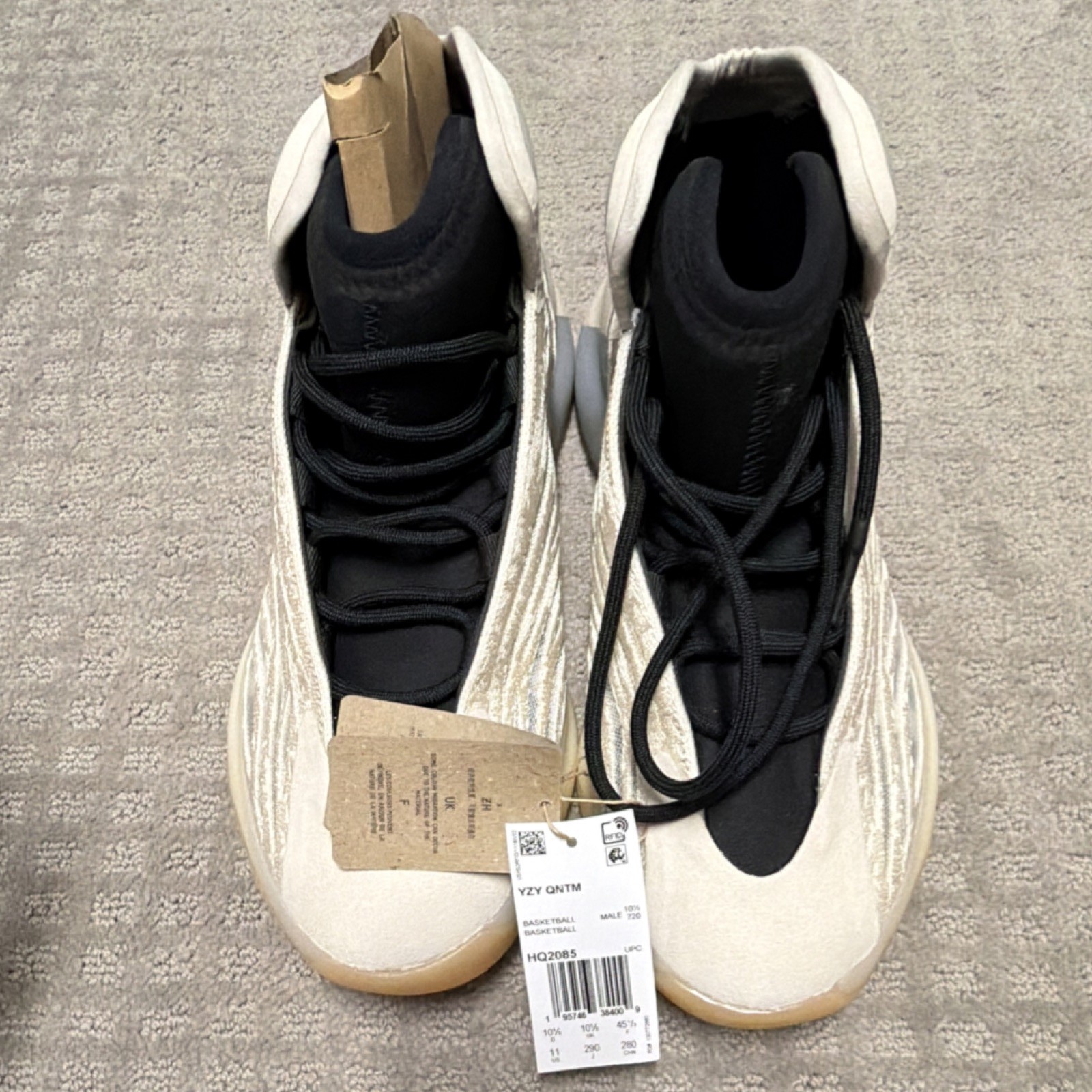 adidas Yeezy Quantum Mist Slate Ivory HQ2085 High Top Lace Up Men’s Sneakers
