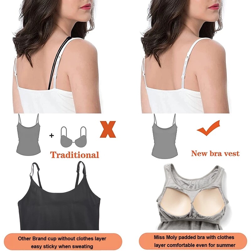 Women Slimming Cami Padded with Built-in Bra Vest Tank Top Body Shaper Shapewear