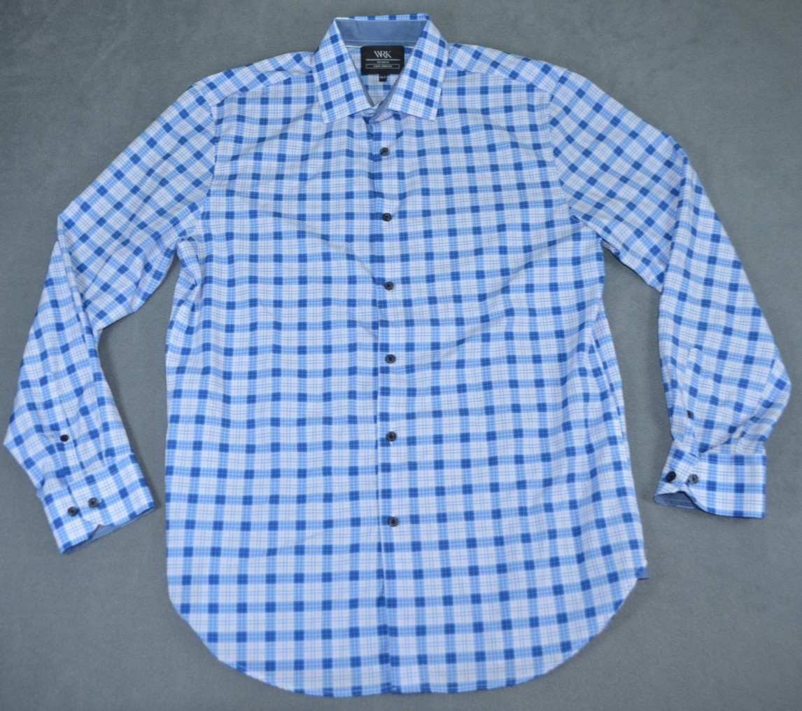 WRK Shirt Mens 4 Way Stretch Dress Button Up Sz 16.5 Geometric Print