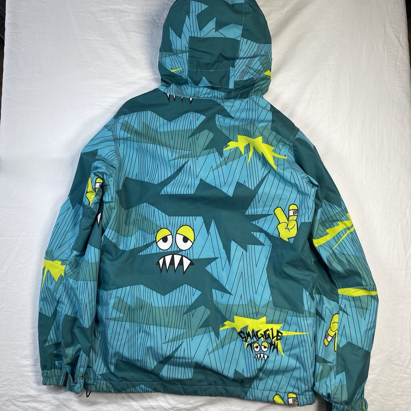686 Men’s Limited Edition Hooded Full Zip Snow Jacket Graphic Print XS Blue