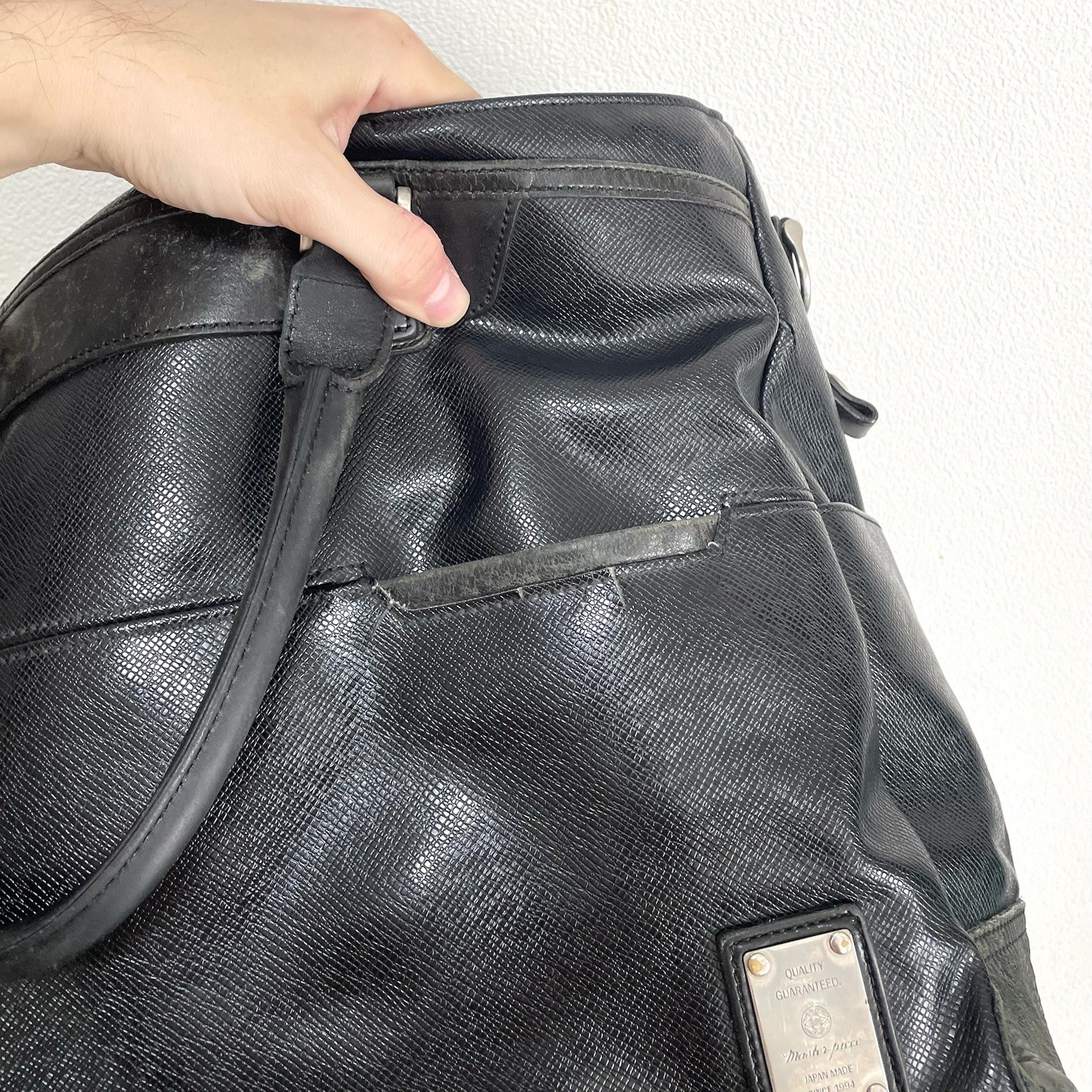 Master-piece MSPC Tote Bag Duffle 2way Leather Shoulder Black Large Made Japan