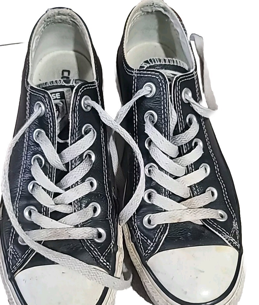 Converse CTAS All Star Low Top Sneakers Black Leather Size 5 Men 7 Women Unisex