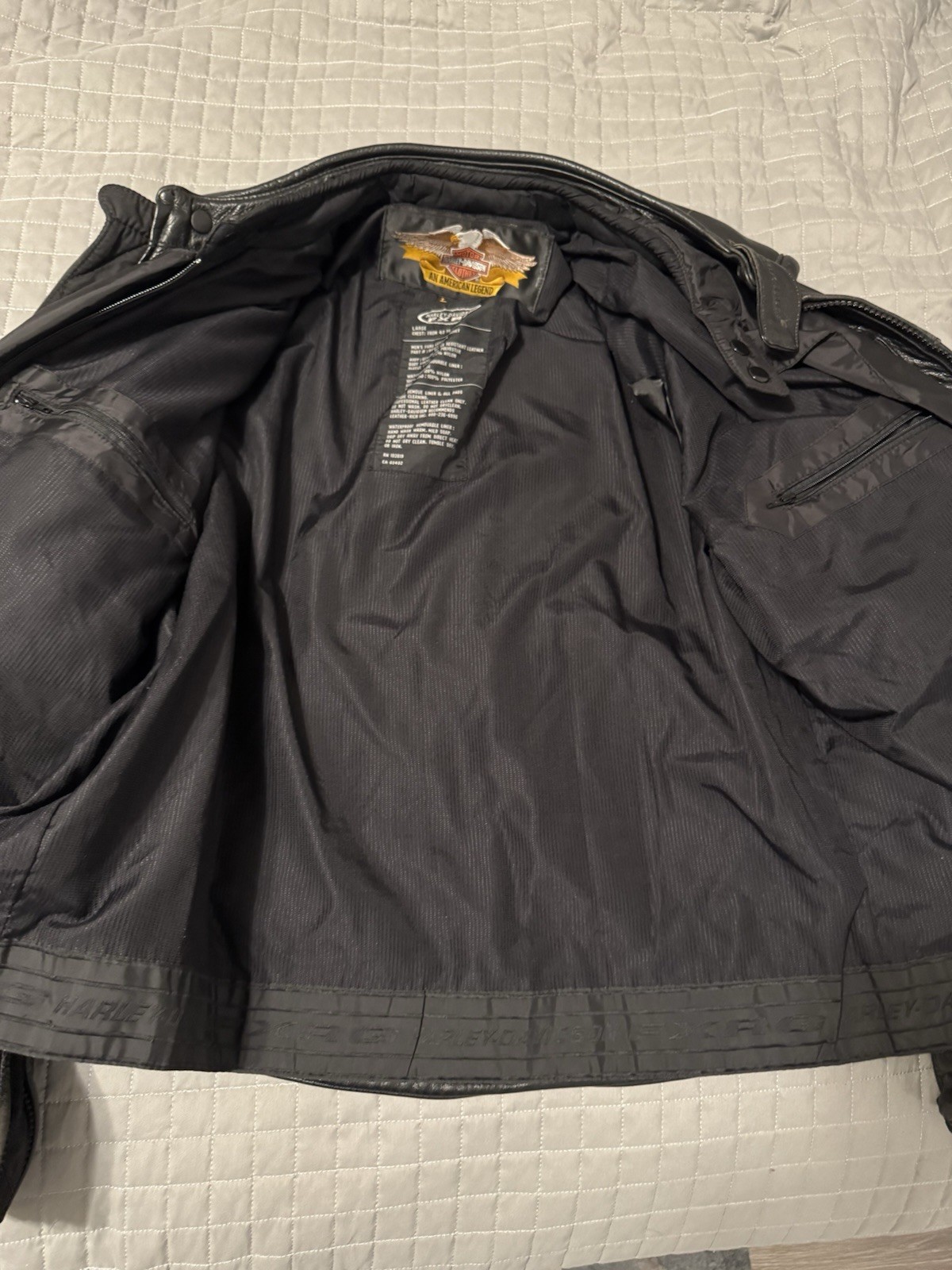 Harley-Davidson FXRG Leather Jacket Men’s Large Black Waterproof Liner