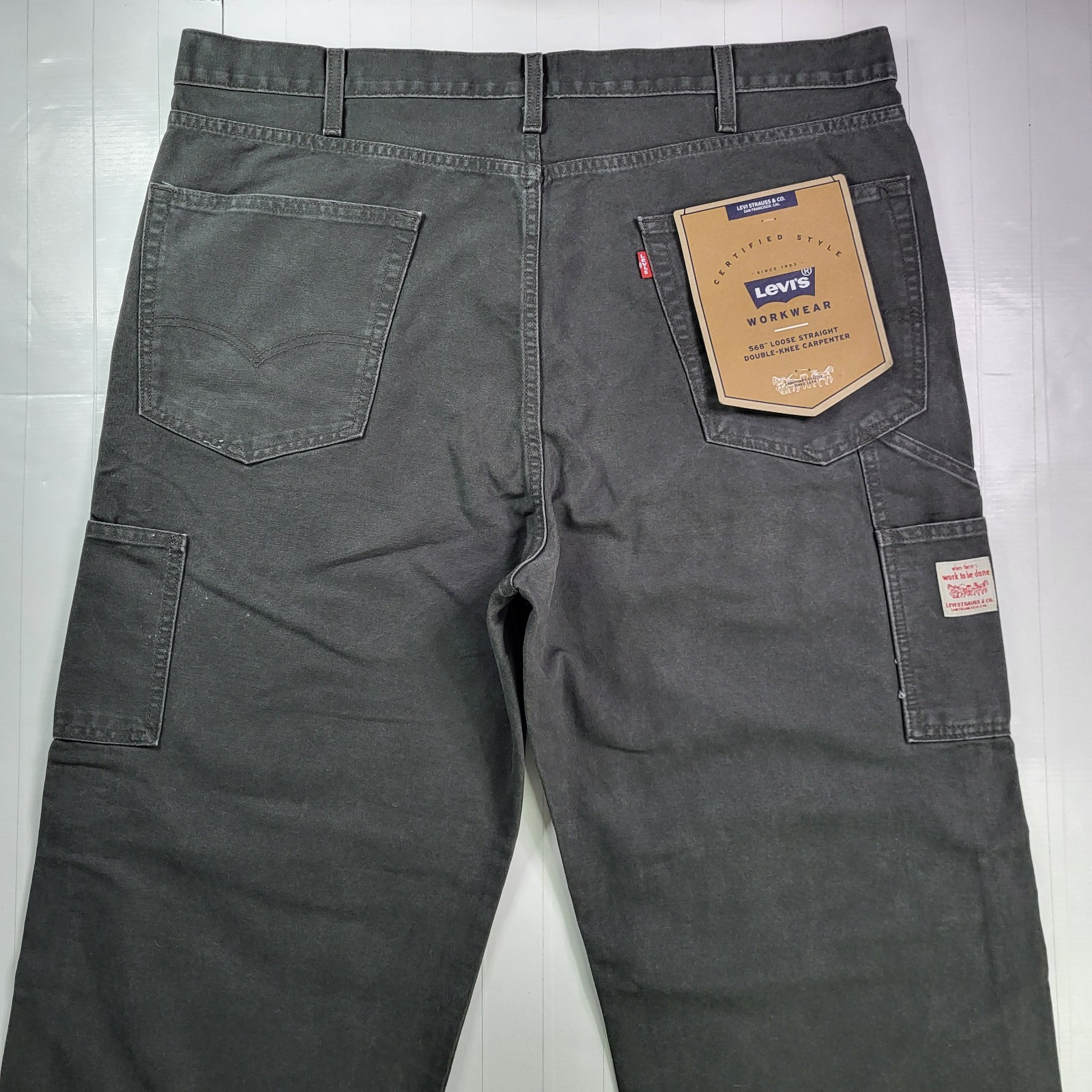 Levis 568 Double Knee Jeans 40×30 Carpenter Utility Loose Straight Men’s Black