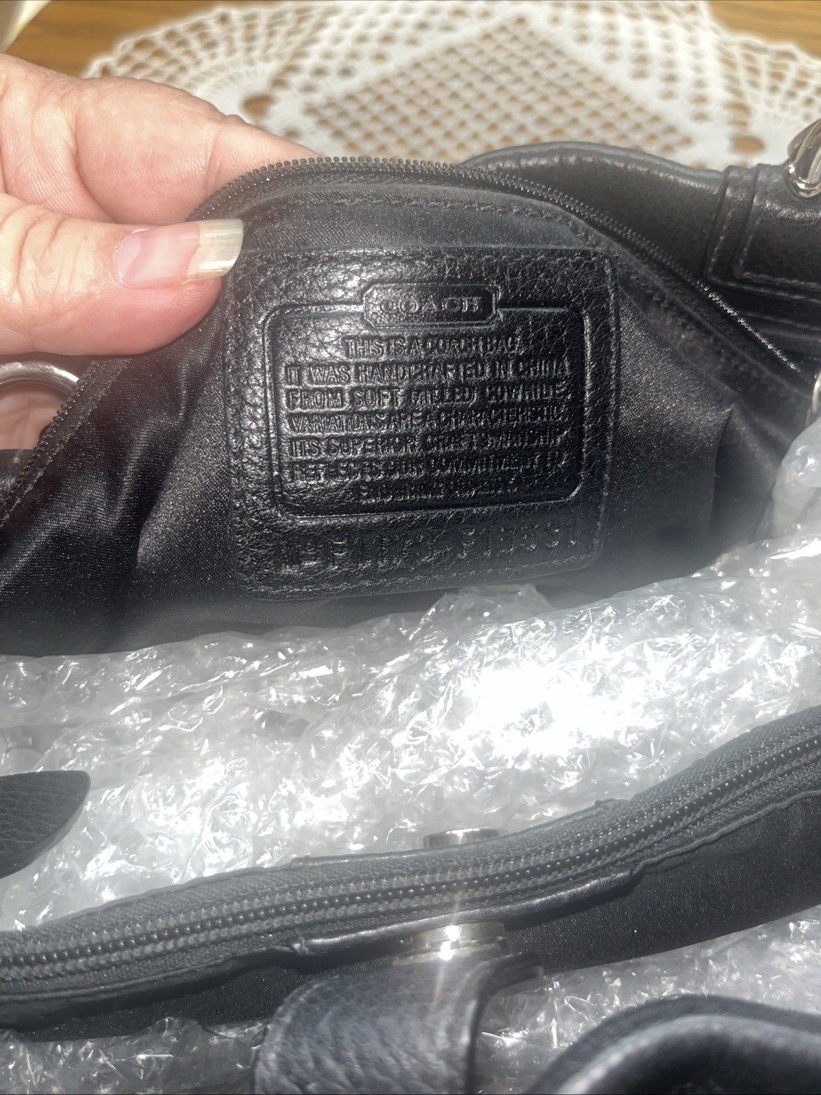 Coach Penelope Black Pebbled Shoulder Bag Turn Lock /Zipper Silver Hardware