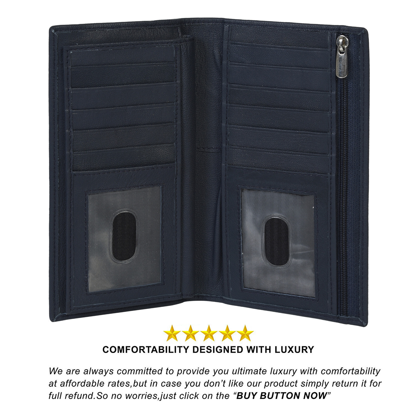 Genuine Leather Checkbook Cover Card Holder Wallet For Women & Men RFID Blocking