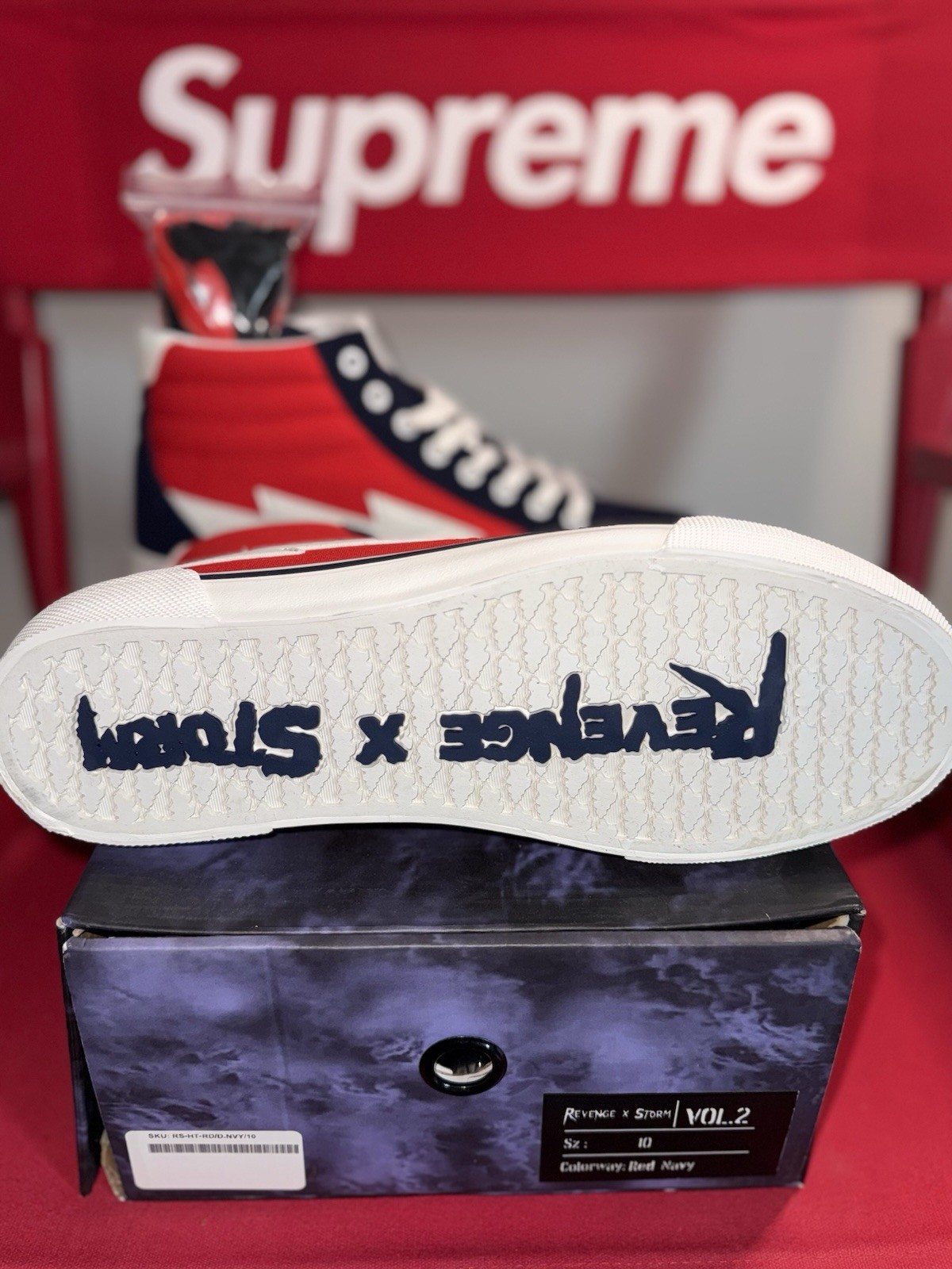 REVENGE x STORM Vol. 2 High Top Shoes Red / Dark Navy Men’s Sz 10