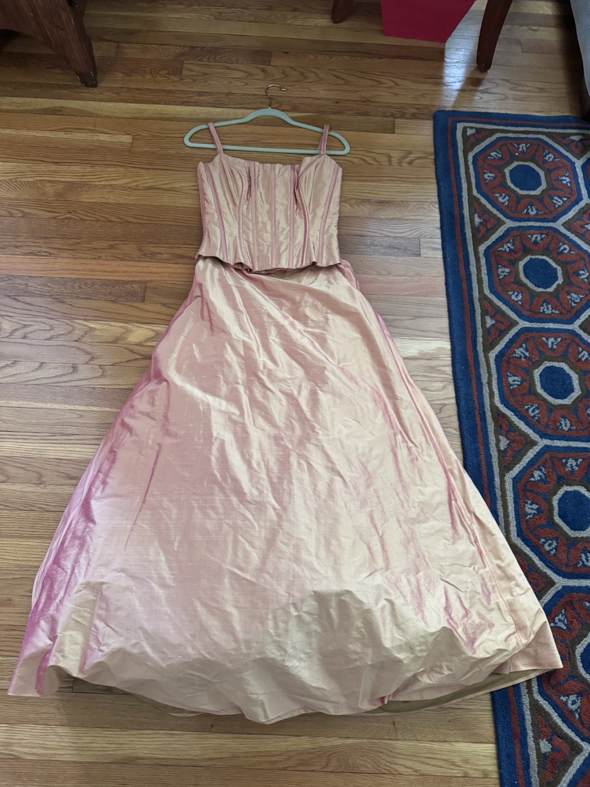 LAZARO Taffeta Soft Gold Marigold Layered Tulle Strapless Costume Party Dress 8