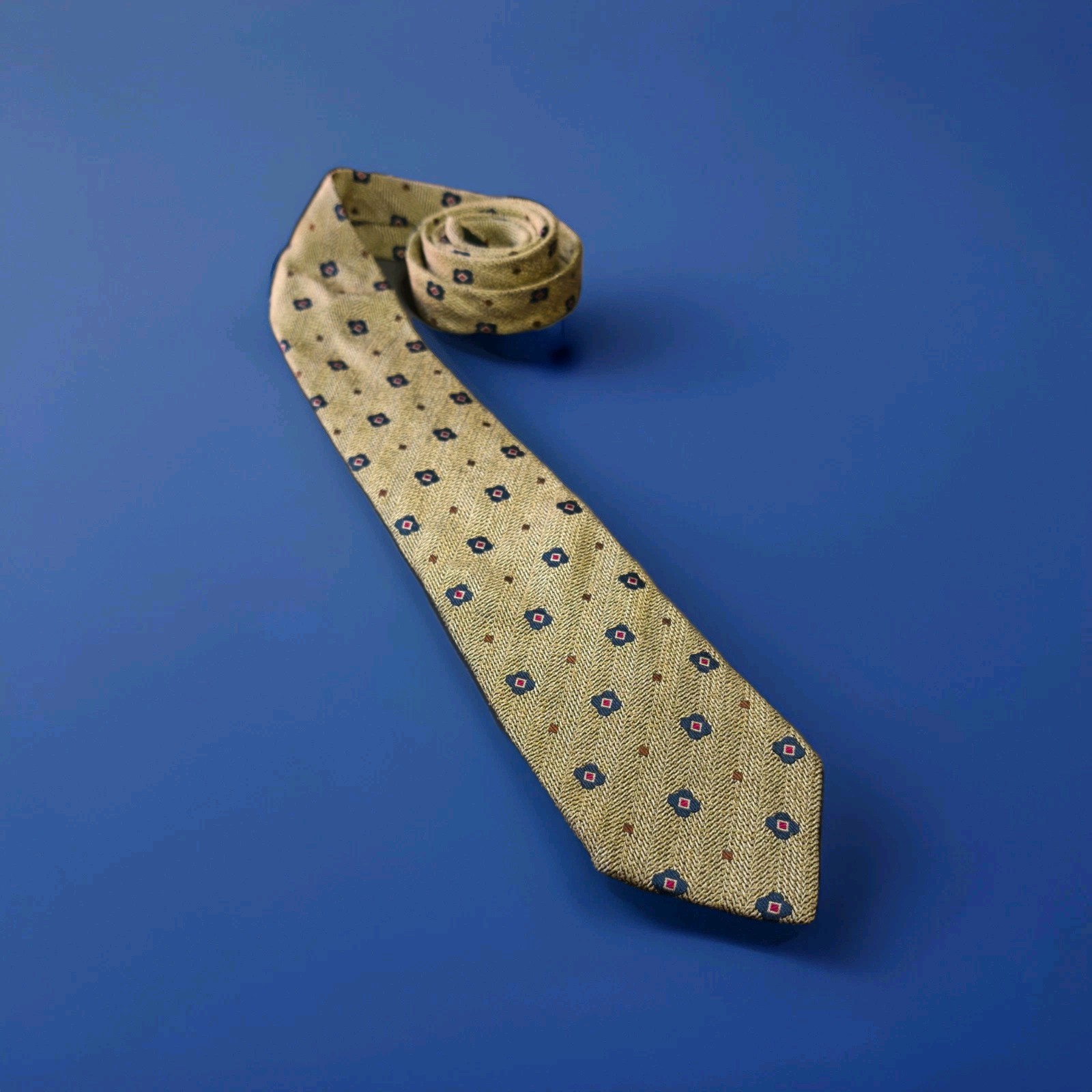 Brooksfield – Solid Color Silk Geometric Pattern Tie Made in Italy