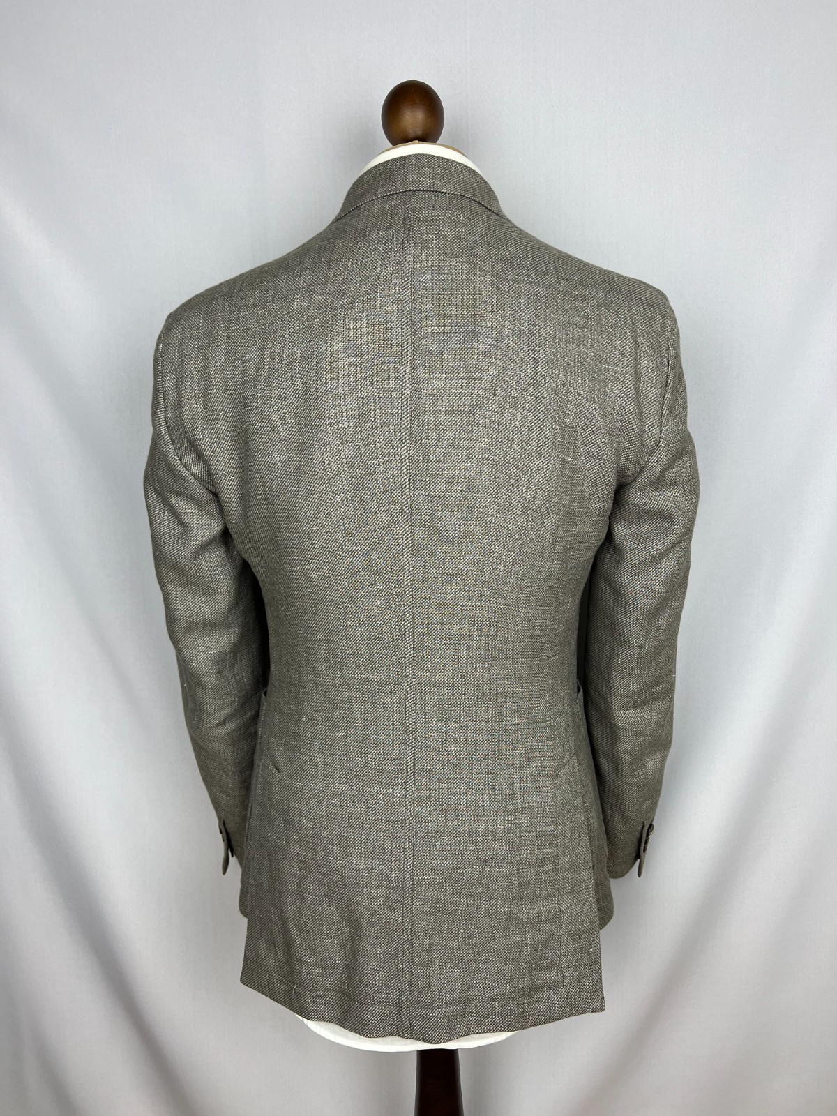 HACKETT Mayfair Solid Gray-Beige Double-Breasted LinenWool Sport Coat 38US48IT