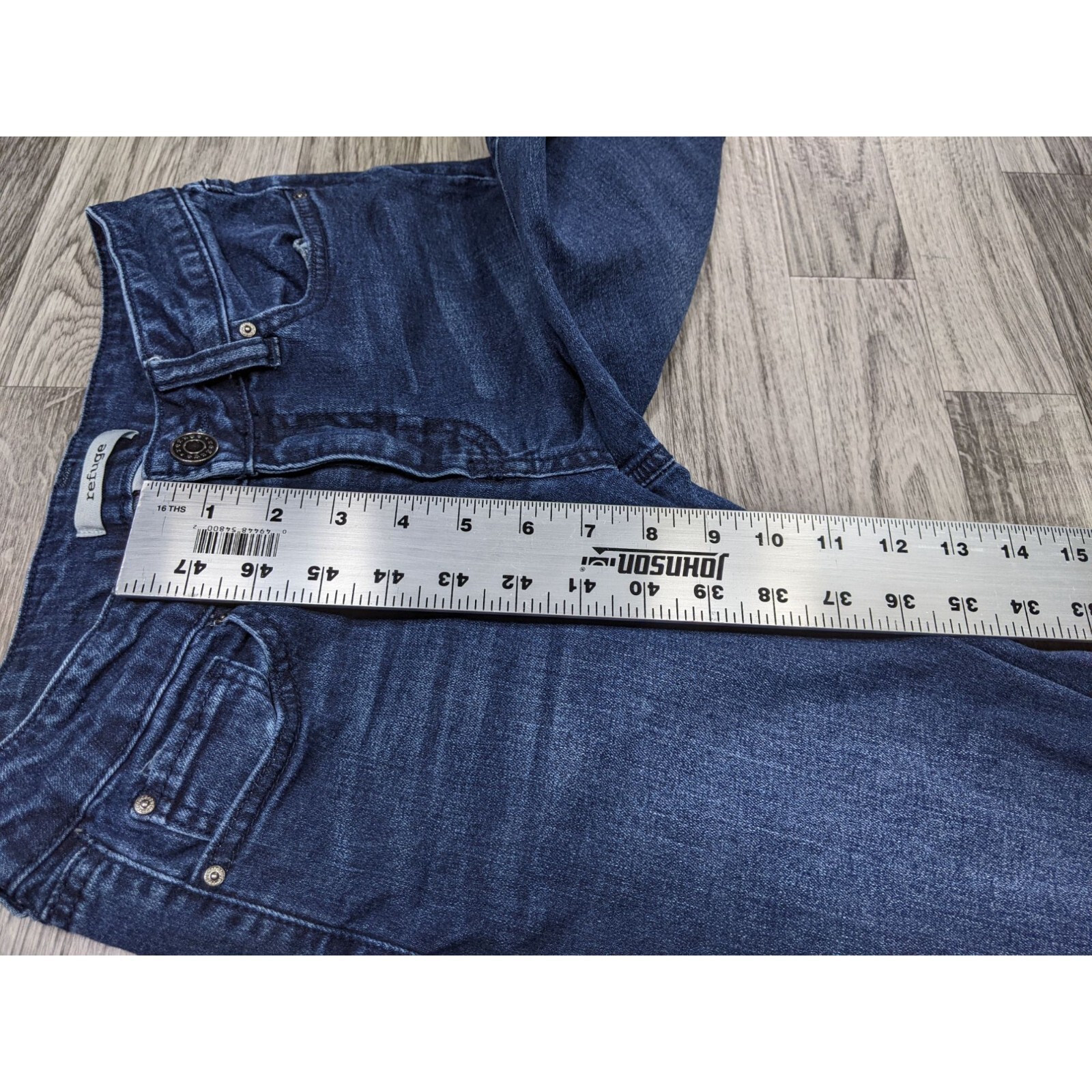 Refuge Womens Size 2 Distressed Fringe Hem Whiskered Skinny Denim Blue Jeans