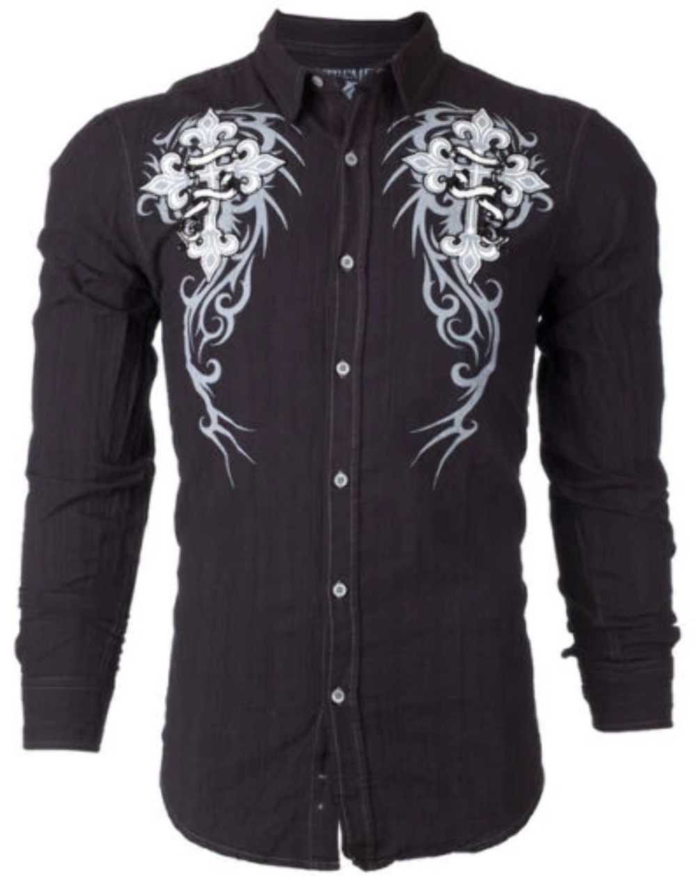 XTREME COUTURE by AFFLICTION Men’s BUTTON DOWN Shirt KINGS FALL Skulls $78