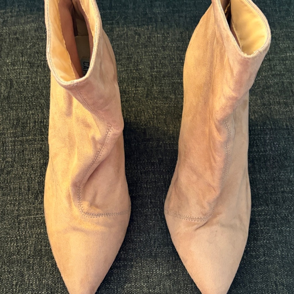 Pink Suede Glitter Heel Boots size 11