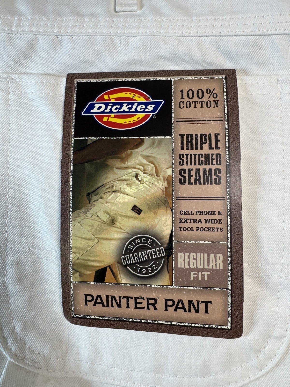 Dickies Pants Mens 38×32 White Canvas Carpenter Painter Workwear Hammer Loop NWT