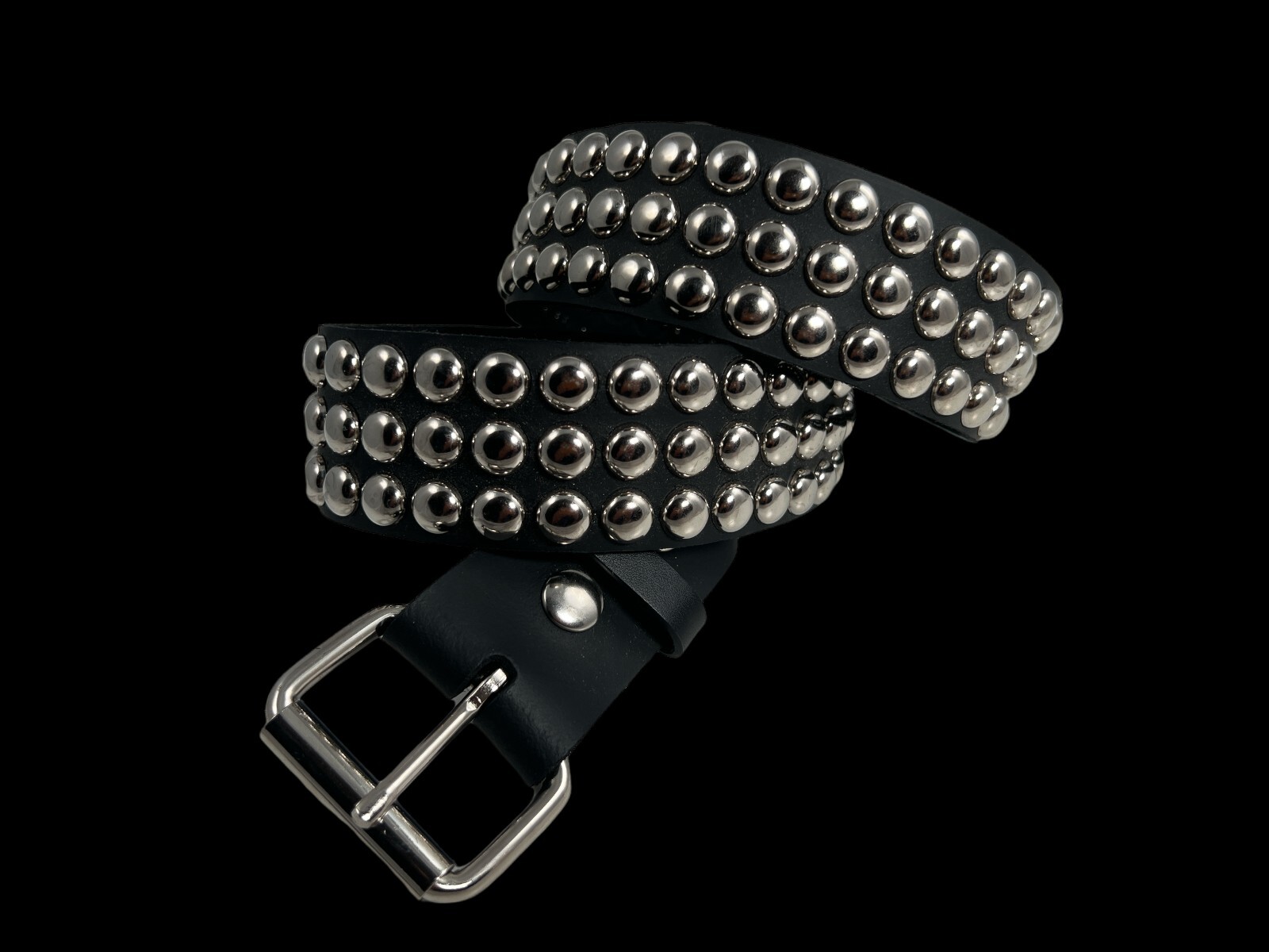 Large Round Stud Belt Genuine Leather Three Row Rock Goth Sid Vicious Punk 70’s