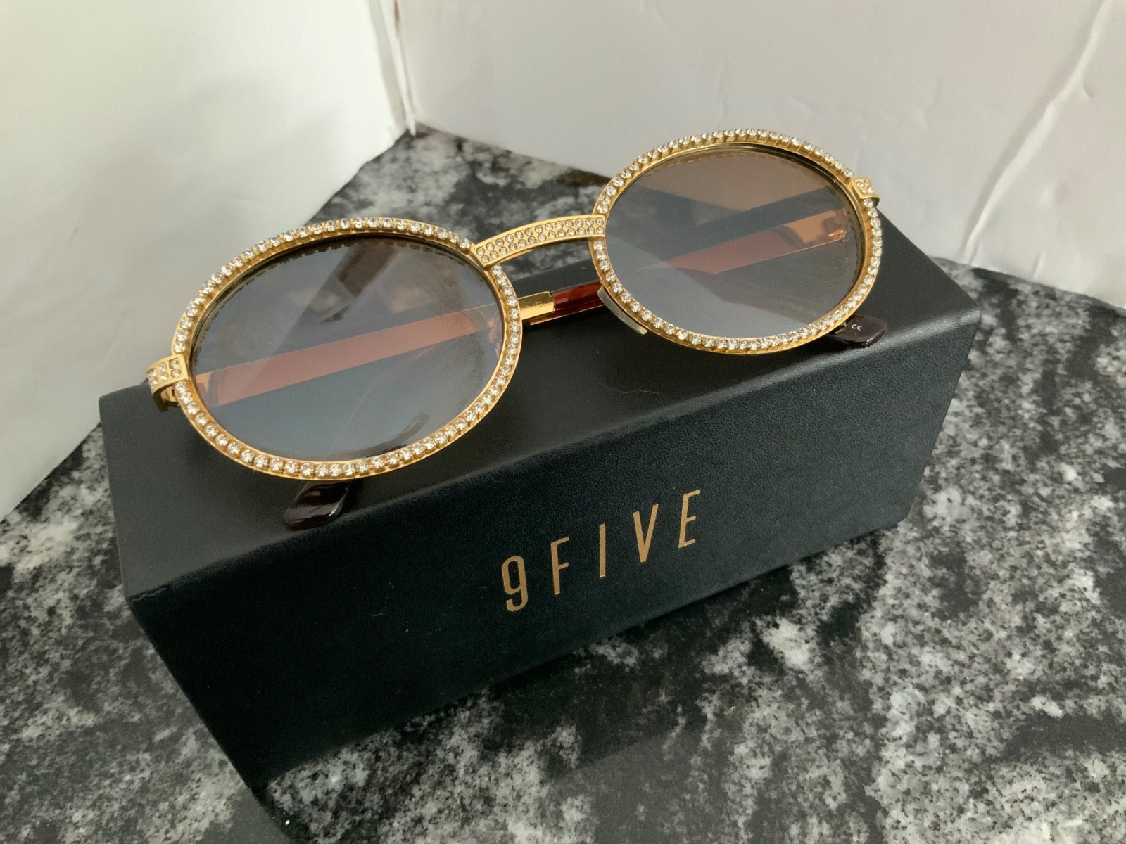 9FIVE 24k Gold Sunglasses CR-39 with box and original sales order w/small flaw