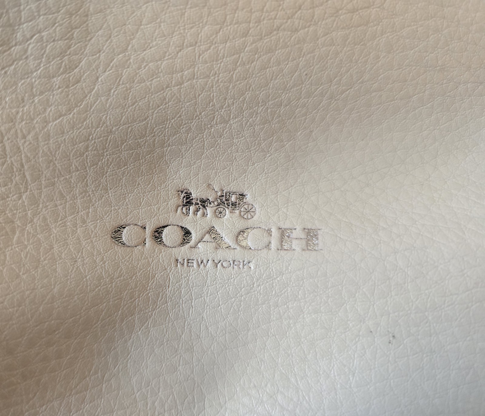 Coach Derby Tote Chalk White Pebble Leather With Floral Print Interior