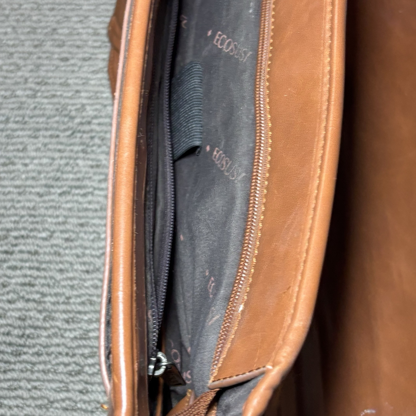 ECOSUSI Laptop Bag Vegan Leather Messenger Brown Briefcase Backpack 15.6