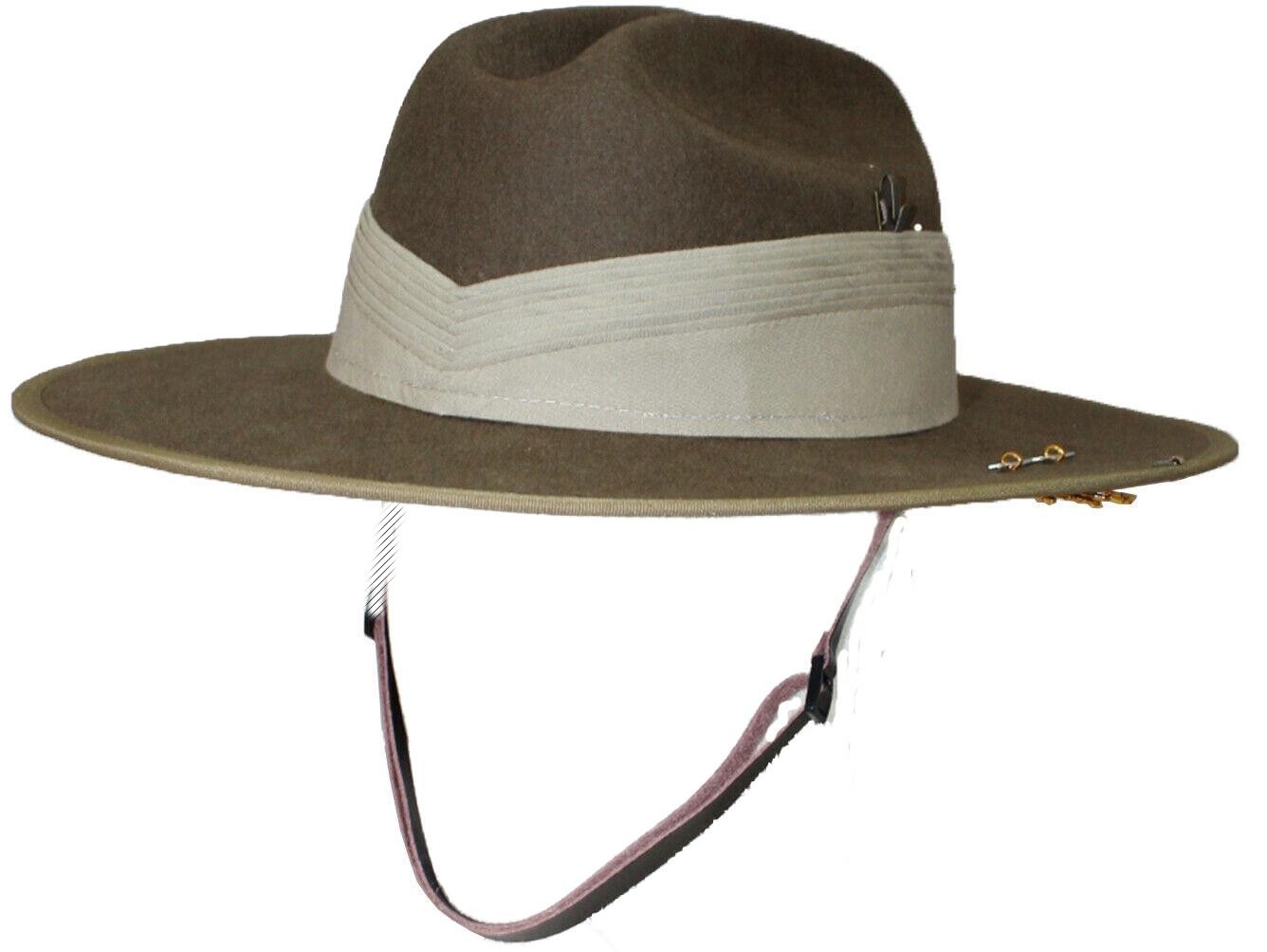 Australian Army Wool Felt Slouch Hat Rising Sun Badge Puggaree Chin Strap 57-60