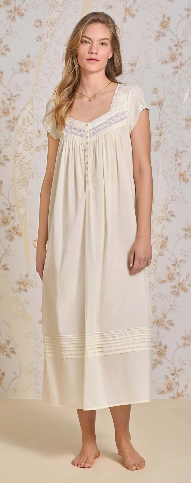 Nwt Eileen West Yellow 100% COTTON LAWN Cap Sleeve Long Ballet Nightgown Sz XL