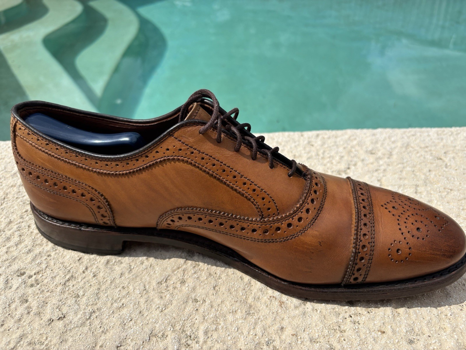 Allen Edmonds Walnut Strand 1635 Cap-Toe Oxford Brown Leather Dress Shoes Sz 13D