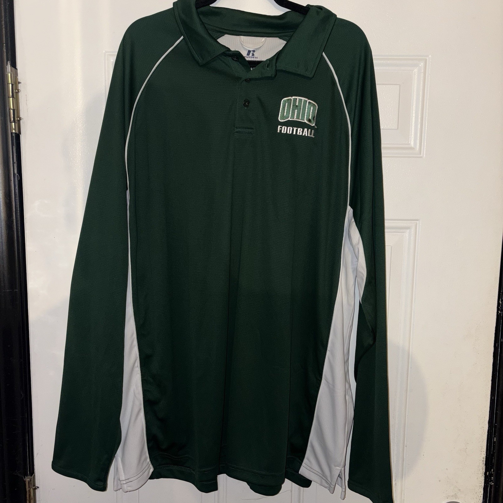 Russell Team Issue Ohio Football Polo Men’s 3XL Green/White Colorblock