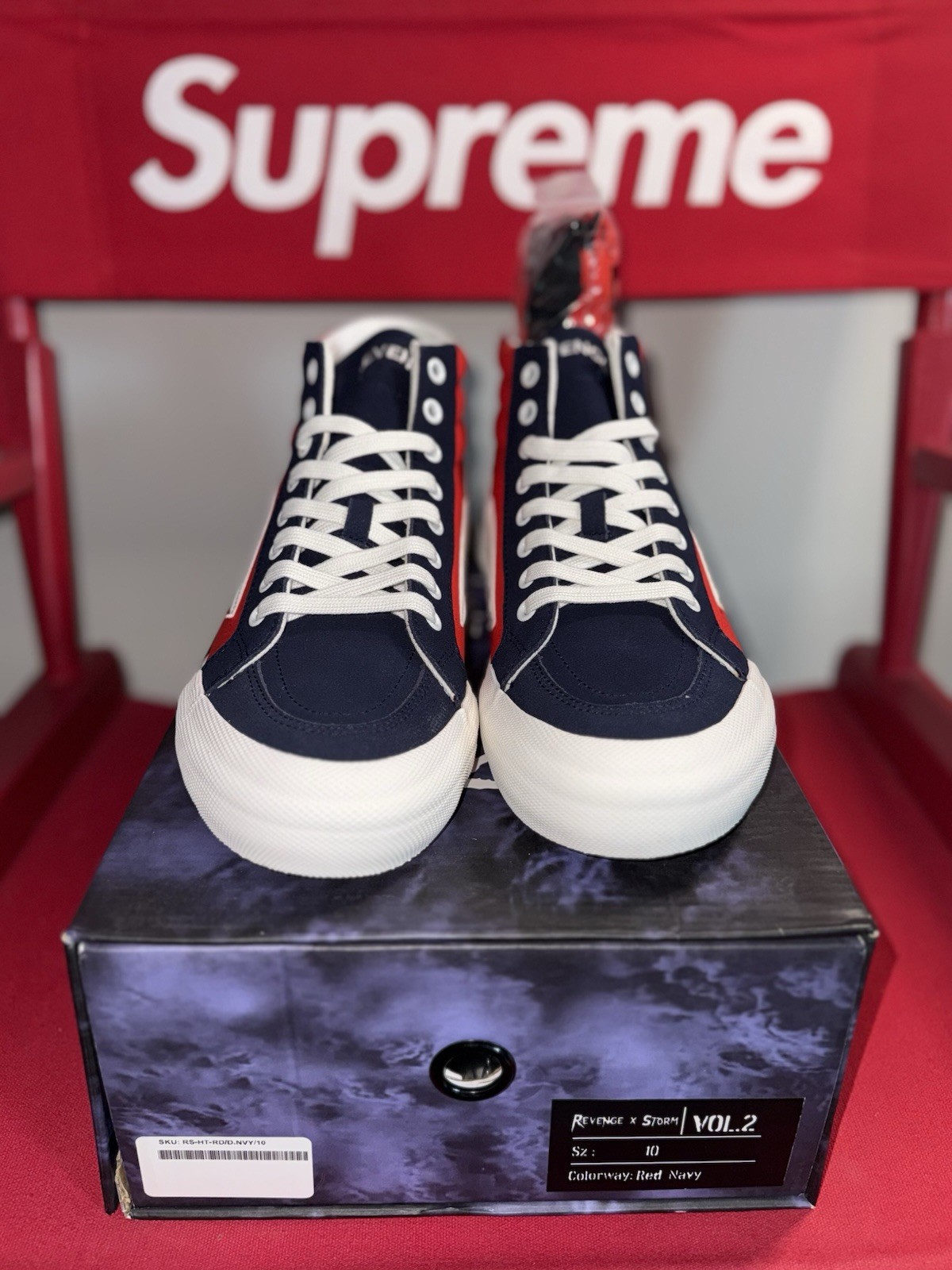 REVENGE x STORM Vol. 2 High Top Shoes Red / Dark Navy Men’s Sz 10