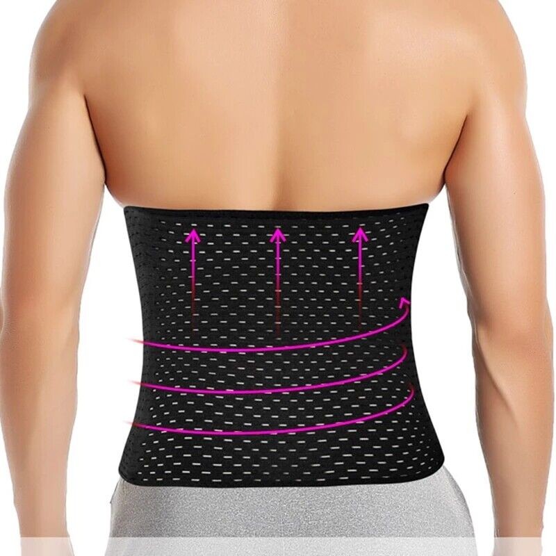 Men Breathable Slim Waist Trainer Corset Belt Fat Burner Weight Loss Body Shaper