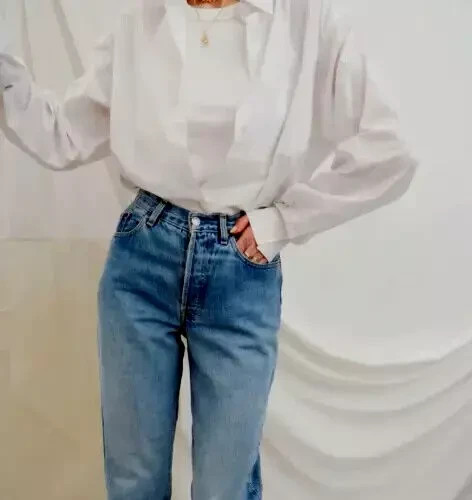 vintage LEVIS FOR WOMEN 501 JEANS (tag W28) W26 L30 size uk 8 High waist rise